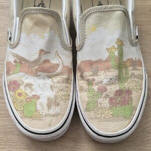 Vans Beige Desert Print Slip-On Sneakers